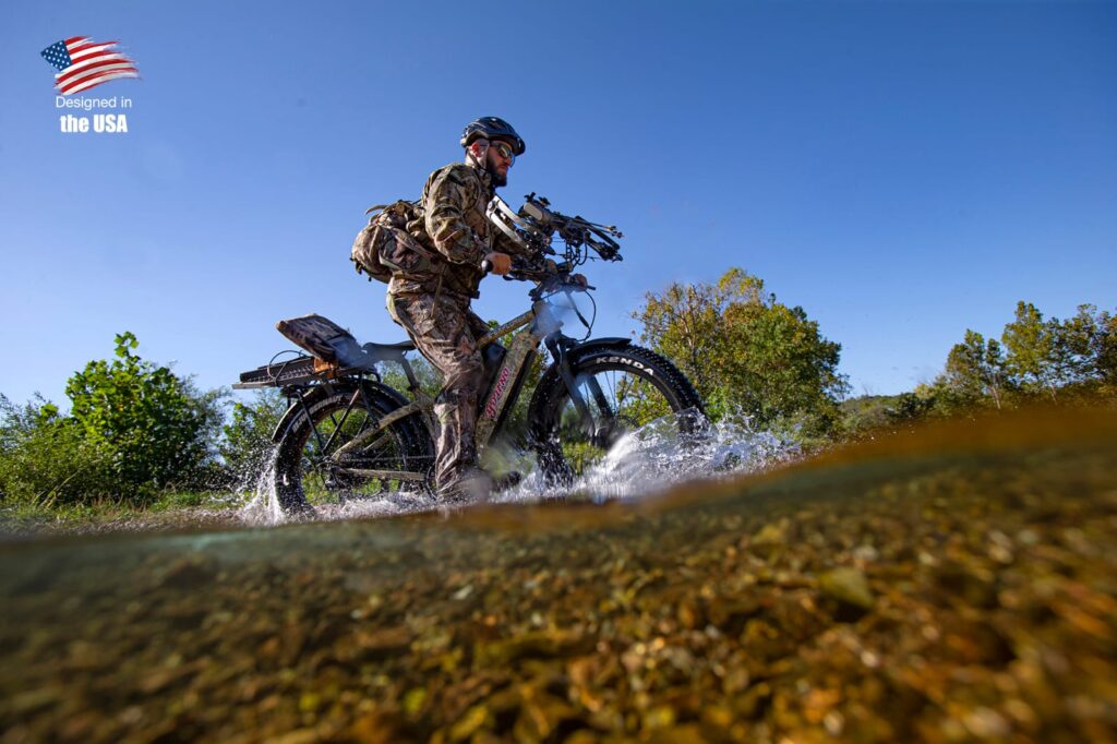 Long-range eBike equipped with advanced AI technology on a scenic urban trail.